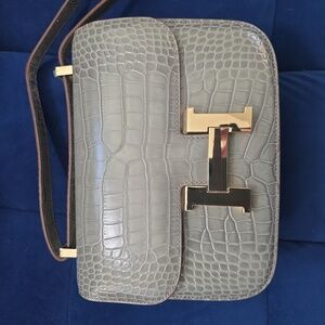 Stunning Gray Crocodile-Embossed Bag Constance Style H Lux